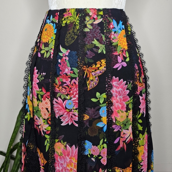 Escada Silk Pleated Floral Skirt - Picture 2 of 6